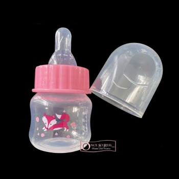 Babyflasche aus Kunststoff mit Motiv und Deckel *pink