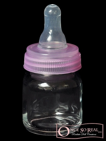 Mini-Babyflasche aus Glas *rosa
