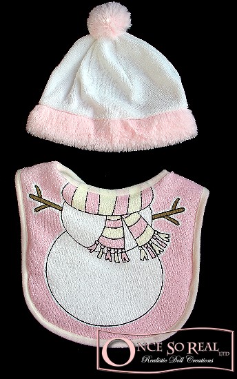 Lätzchen-Set mit Mütze *Schneemann rosa